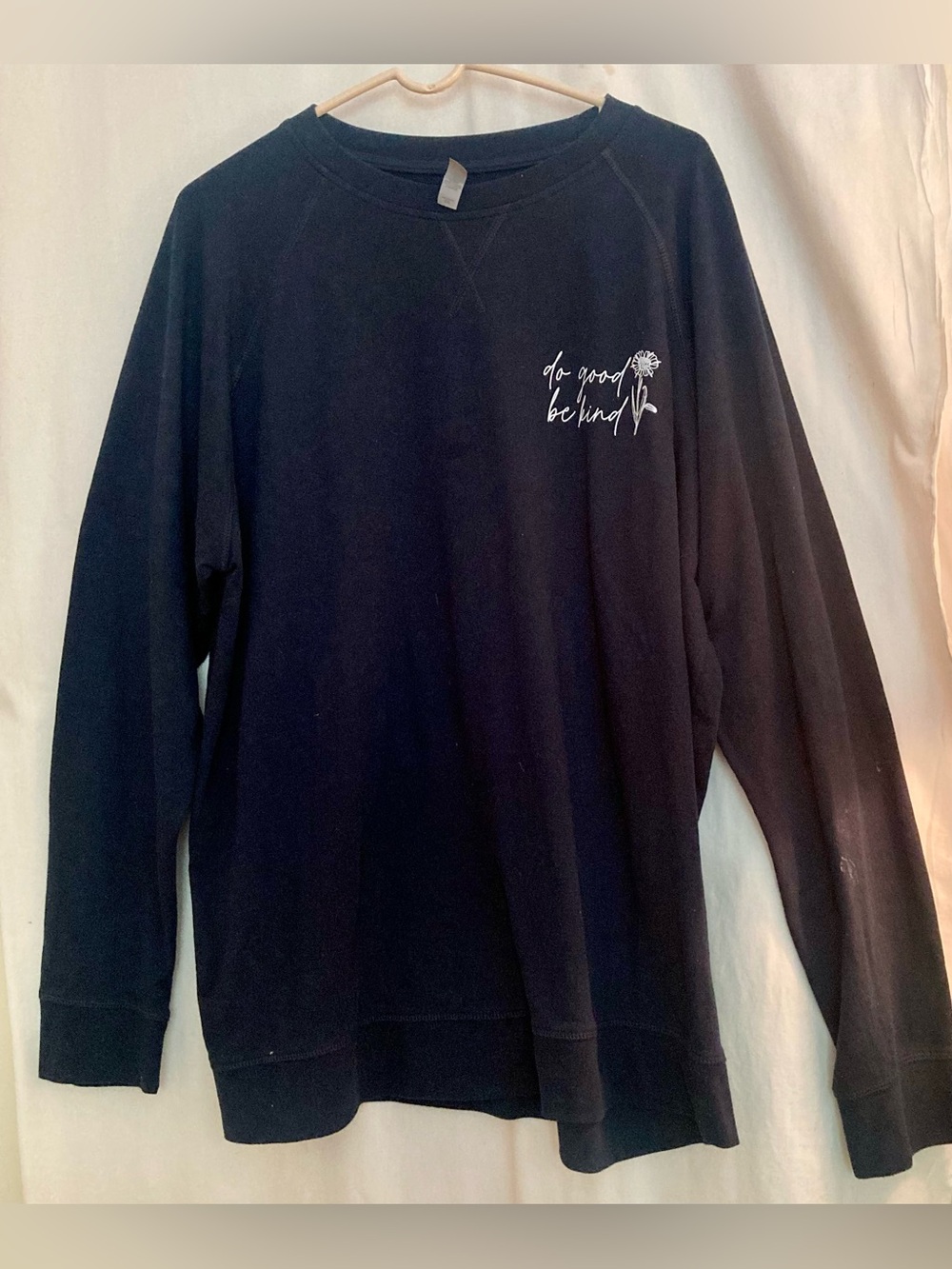 Next Level Apparel Black Crewneck Sweatshirt White Floral Script Size XXL